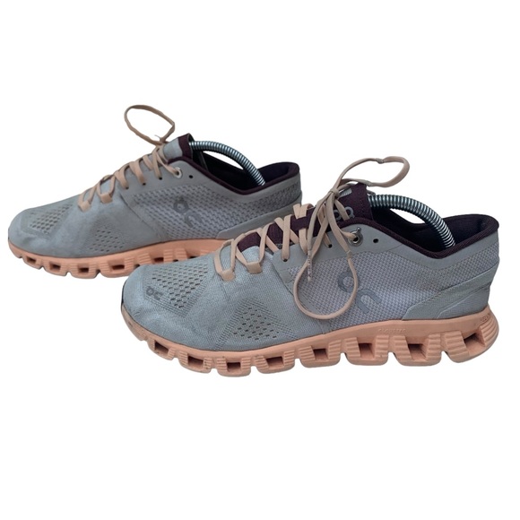 On Running Shoes - On Running On Cloud X Silver/Almond Running Athletic Shoes Sz7.5 Excellent